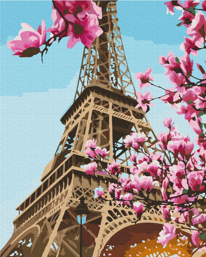 Картина по номерам - Сакура в Париже 40х50